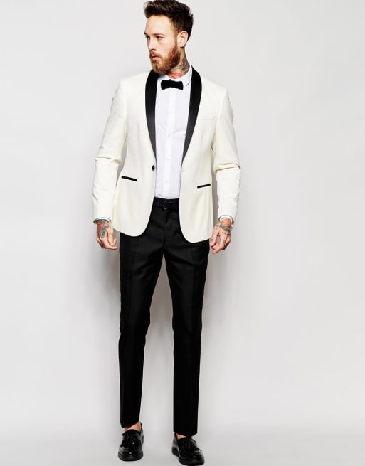 ASOS Smoking avec veste cintr e blanche et pantalon noir ASOS