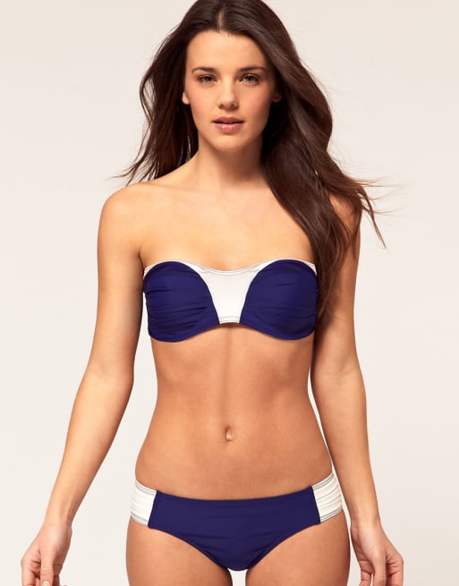 ASOS - Strój kąpielowy bikini bandeau w kontrastujące kolory 