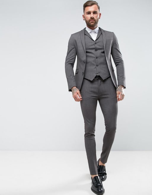 ASOS Super Skinny Fit Suit In Grey Twist