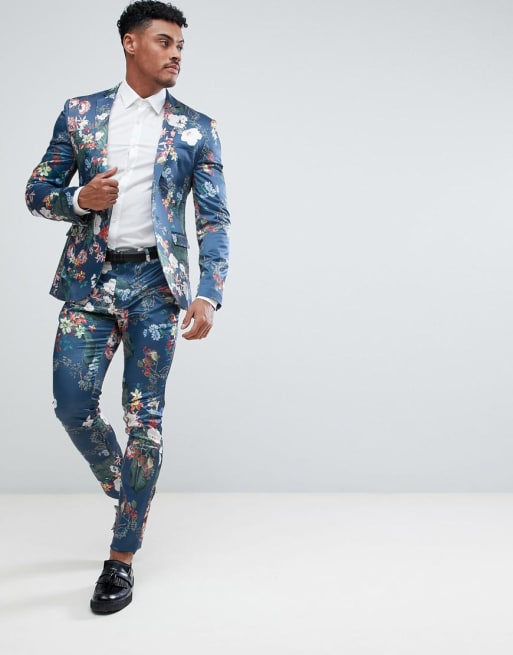 ASOS Super Skinny Suit In Blue Floral Print | ASOS