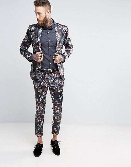 ASOS Super Skinny Suit With All Over Dark Floral Print | ASOS
