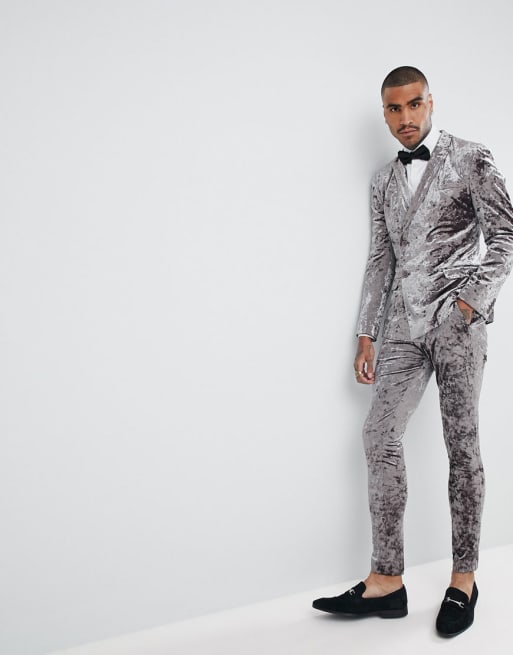 Gray on sale velvet suit