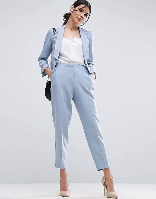 ASOS Tailored Crepe Suit with Collar Detail in Ice Blue | ASOS
