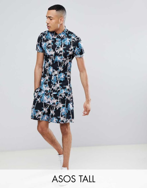 ASOS TALL Co Ord In Black With Hawaiian Print ASOS