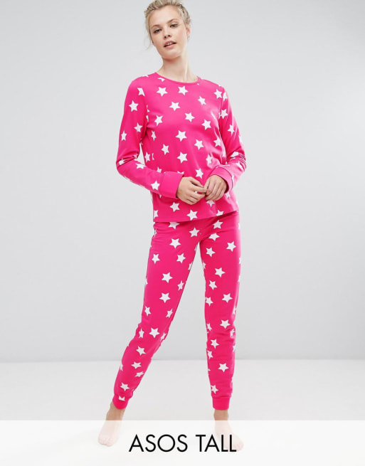 ASOS TALL – LOUNGE – Rosa sweatshirt med stjärnmönster