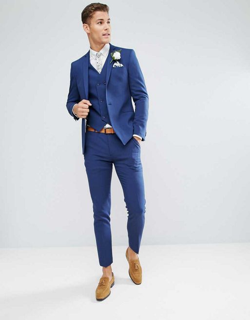 ASOS Wedding Skinny Suit in Blue Cross Hatch | ASOS
