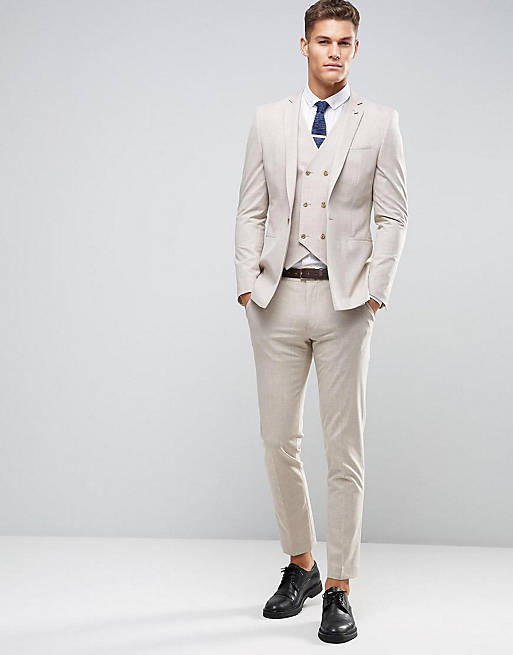 ASOS WEDDING Skinny Suit In Crosshatch Nep | ASOS