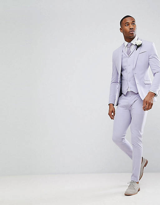 ASOS Wedding Super Skinny Fit Suit in Lilac | ASOS