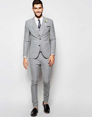 ASOS Wedding Super Skinny Suit in Grey