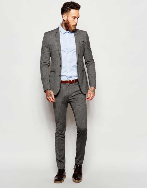 ASOS Wedding Super Skinny Suit in Salt and Pepper | ASOS