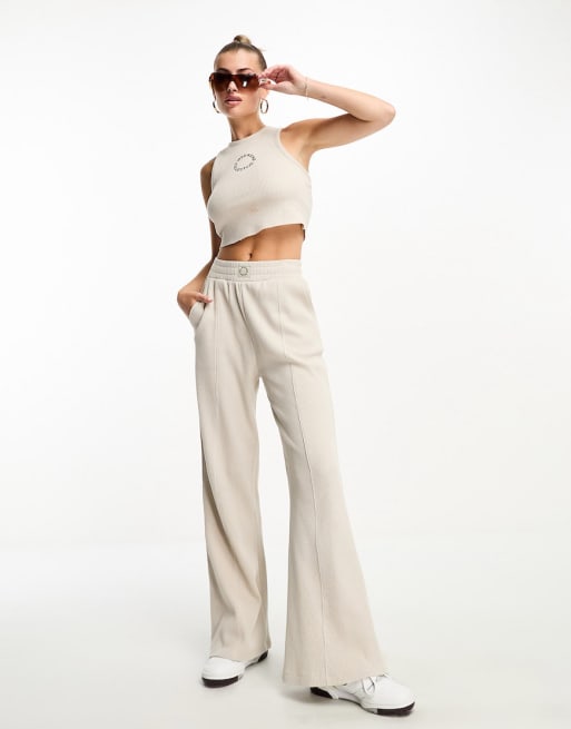 ASOS Weekend Collective circle graphic waffle co-ord in neutral - STONE