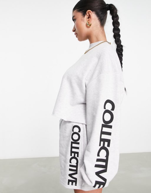 ASOS Weekend Collective Sweat-shorts med logo i lyserød Del af sæt