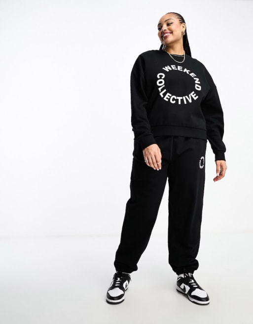 ASOS Weekend Collective co-ord oversized jogger with logo in white