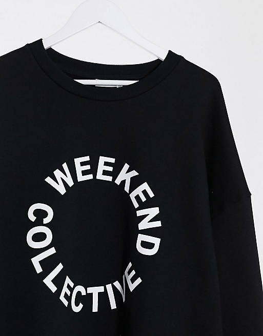 ASOS Weekend Collective Curve oversized co-ord with logo in black 