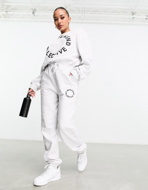 ASOS Weekend Collective co-ord oversized jogger with logo in white