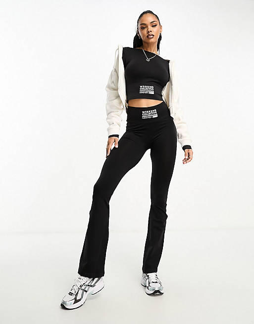 ASOS Weekend Collective seamless flare and top in black | ASOS