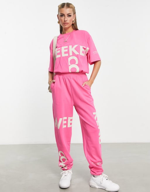 Asos Weekend Collective Set With Cut About Graphic In Pink Asos