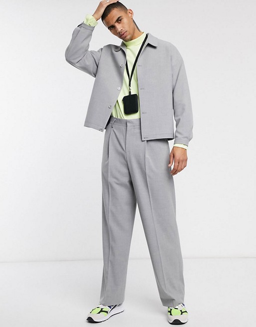 ASOS WHITE boxy suit in dark grey