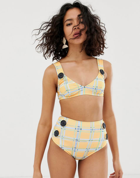 ASOS WHITE check bikini set