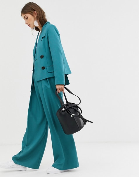 ASOS WHITE - Completo giacca da abito asimmetrico e pantaloni con piega