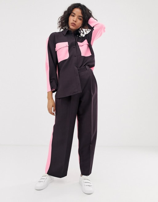 ASOS WHITE - Coordinato bicolore con camicia e pantaloni