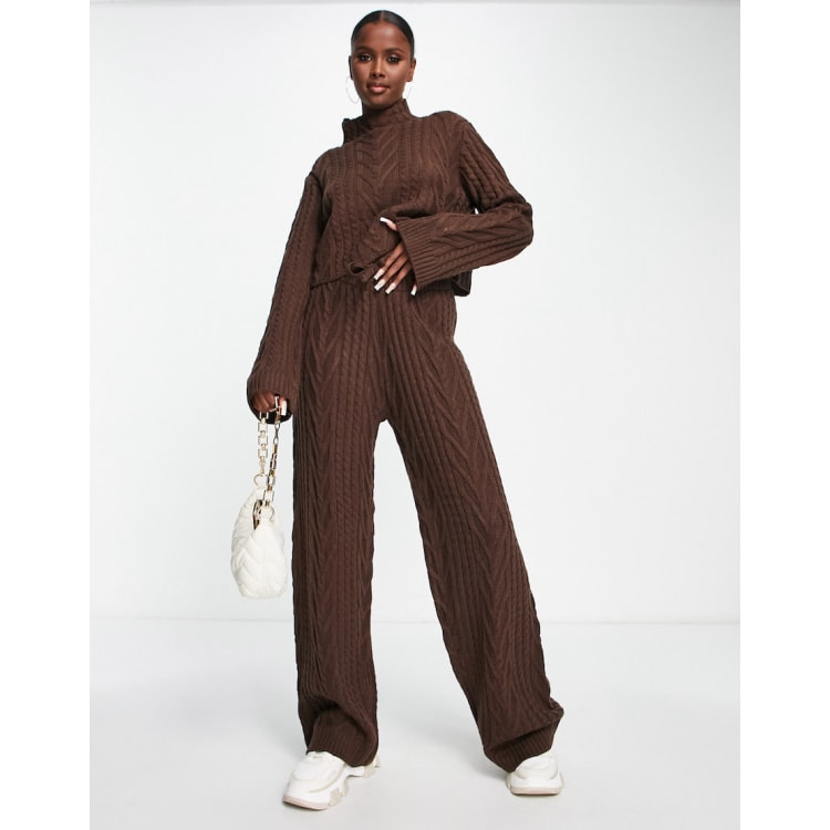 ASYOU cable knit sweater set in chocolate | ASOS