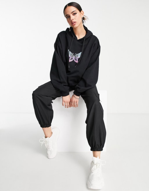 ASYOU - Co-ord set met grafische vlinderprint met kleurverloop in zwart