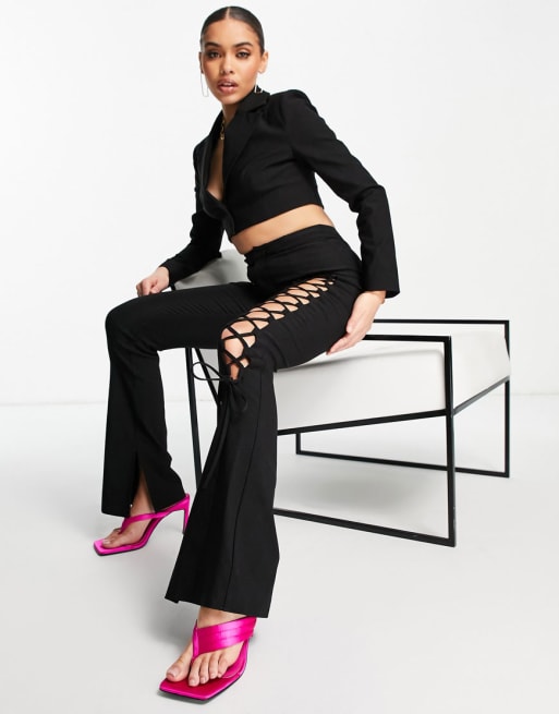 ASYOU - Co-ord set met veters in zwart