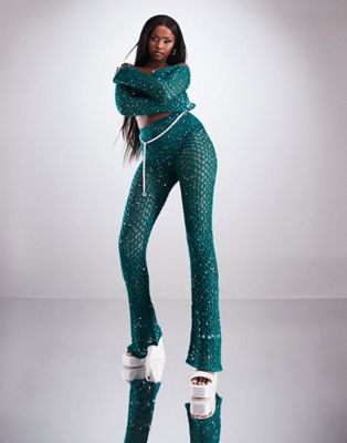 ASYOU knitted sequin set in emerald green | ASOS