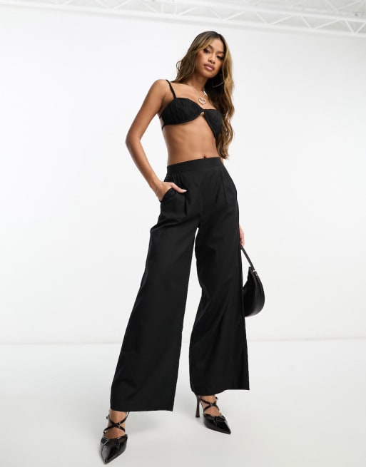 ASYOU linen bralet set in black