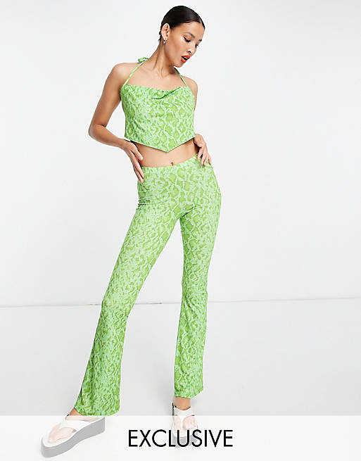 ASYOU printed ruched co-ord in green