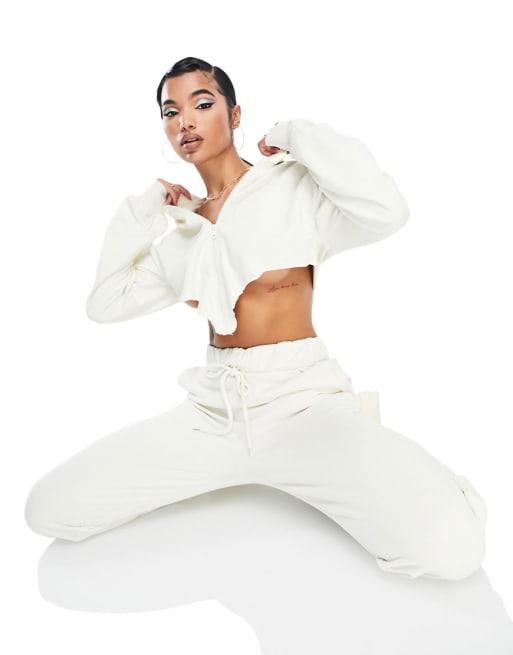ASYou - V-vormige top en joggingbroek in ecru, co-ord set