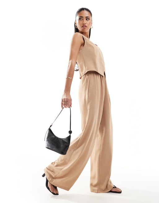 AX Paris – Elegantes Set in Beige aus Weste und Hose mit weitem Bein, Kombiteil