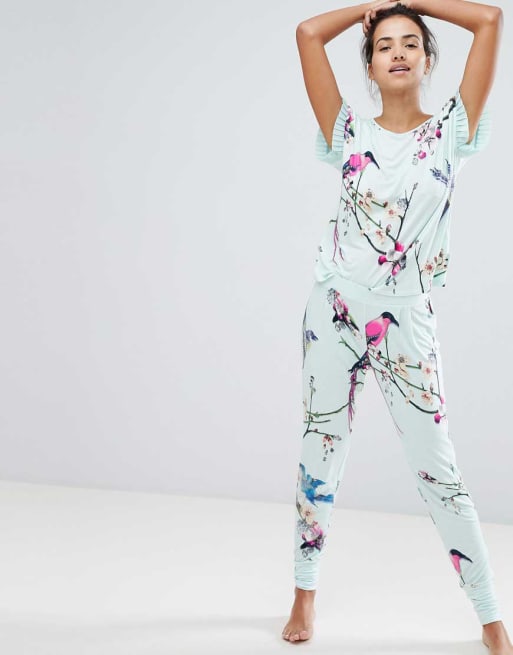 B By Ted Baker Flight Of The Orient Mint Printed Pyjama Set ASOS