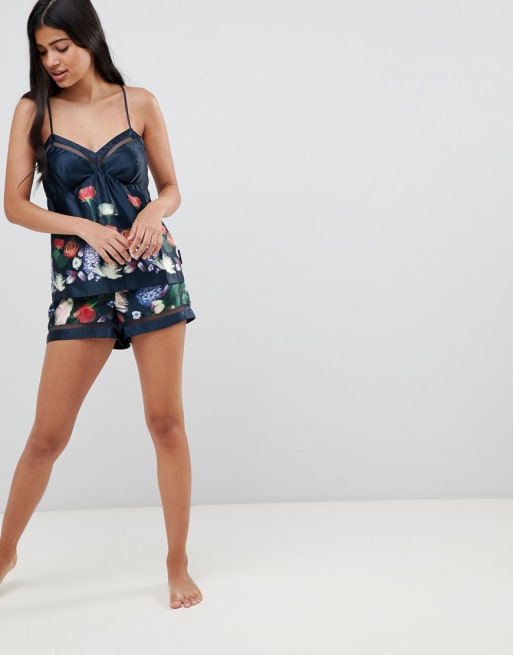 B By Ted Baker Kensington Floral Satin Cami Pajama Short ASOS