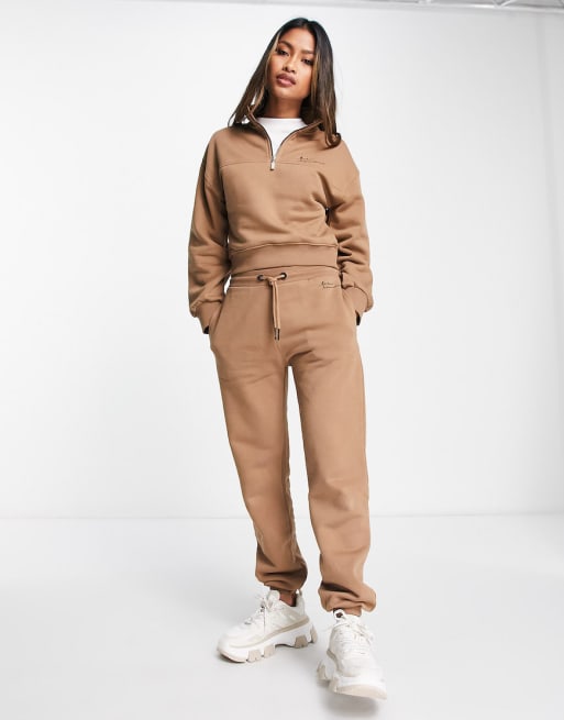 Barbour International Parallel quarter zip sweatshirt and joggers in burnt cinde