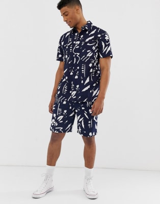 Bellfield - Ensemble à imprimé style peinture - Bleu marine