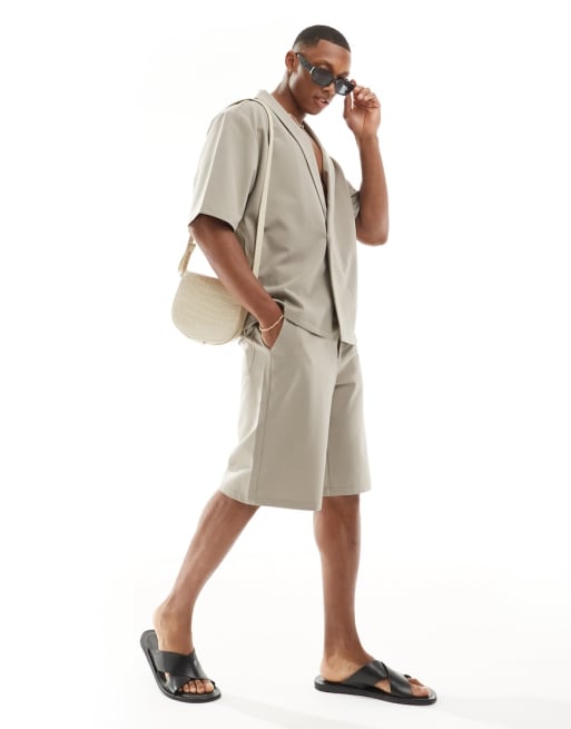 Bershka - Ensemble ajusté coupe carrée - Beige