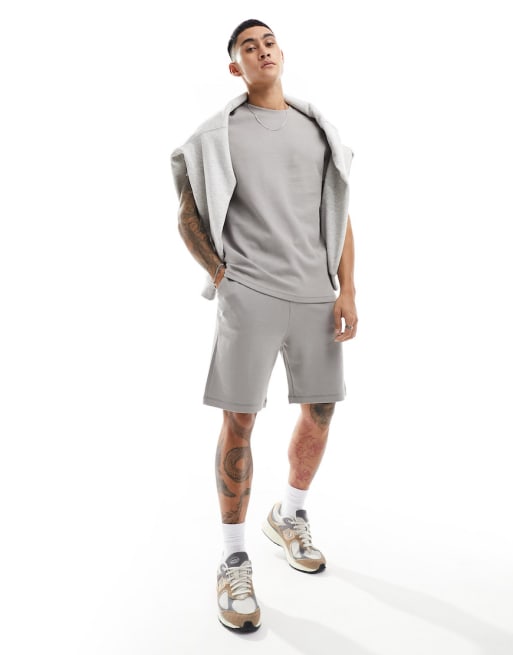 Bershka - Ensemble en tissu gaufré texturé - Gris