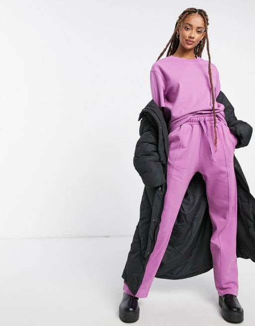 Bershka - Ensemble unisexe en coton biologique avec t-shirt oversize et jogger - Violet