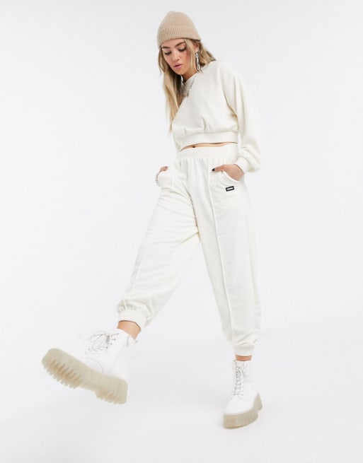 Bershka - Fluwelen combi-set in beige
