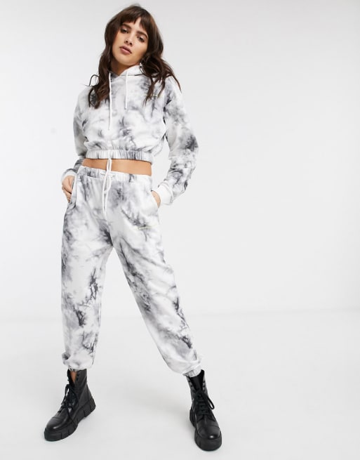 Bershka hoodie and jogger tracksuit in tie-dye