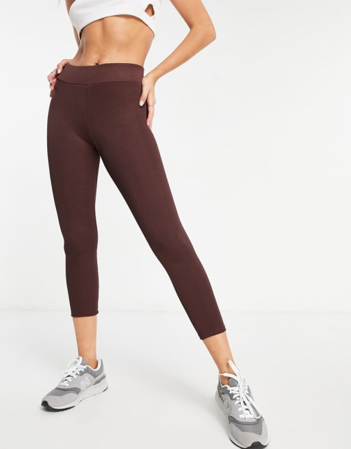 Bershka lounge collection seamless leggings and corset crop top in brown