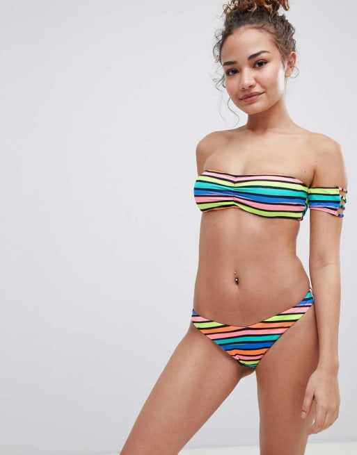 Bershka mix and match bikini in bold stripe ASOS