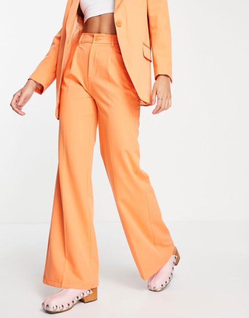 Bershka – Orange set med kavaj i oversize och figursydda byxor - ORANGE