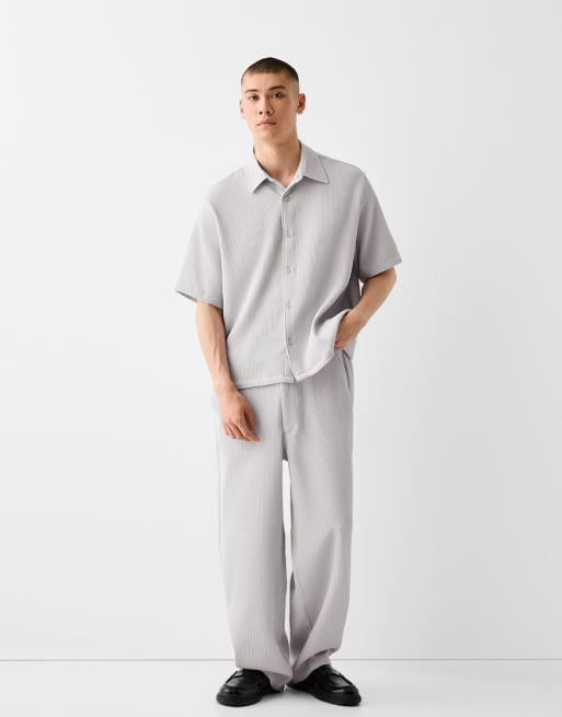 Bershka plisse co-ord in grey