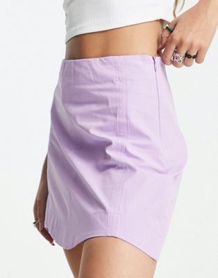 Bershka ruched detail corset co-ord top & skirt in lilac