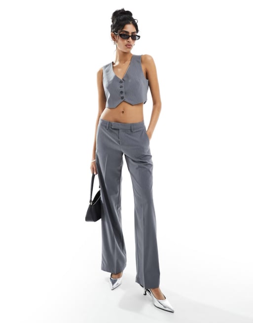 Bershka tailored suit vest and pants set in gray ASOS