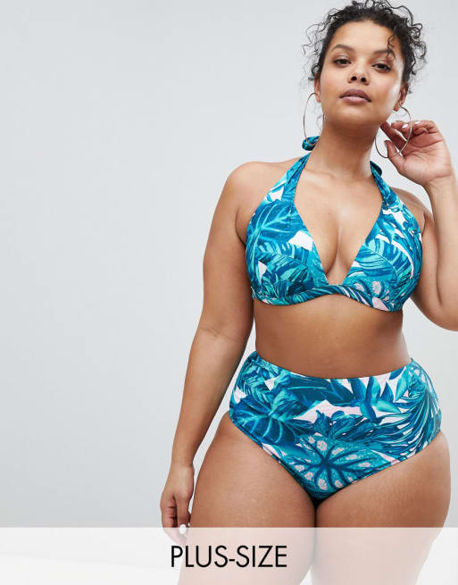 Bikini con estampado tropical de Boohoo Plus 