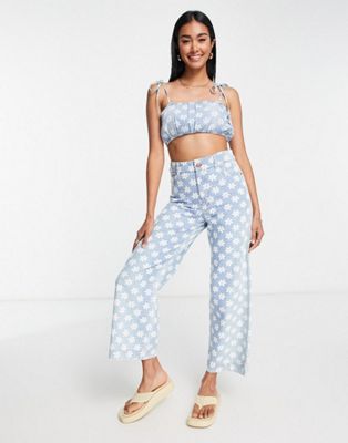 Billabong X Wrangler Perfect Pair co-ord top in blue ditsy floral print  - MBLUE
